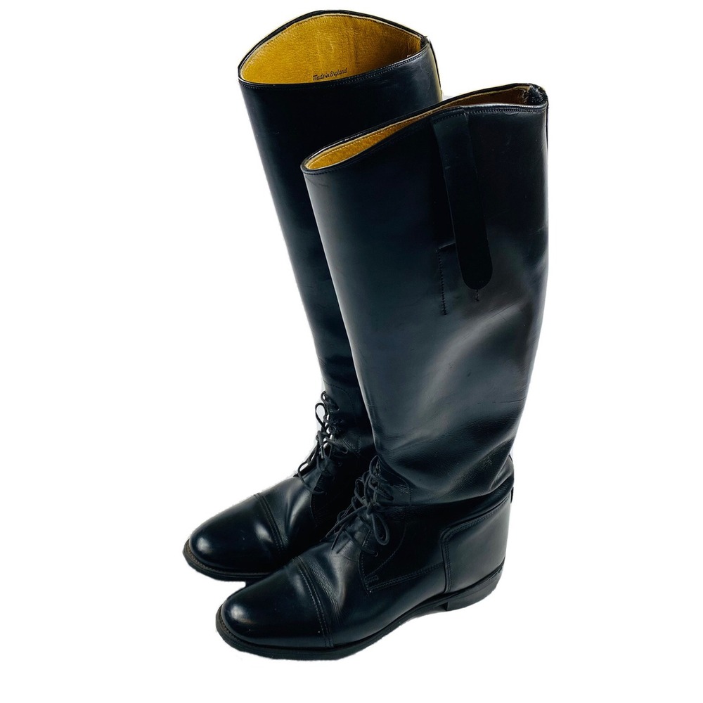 Balmoral Vintage English Leather Riding Boots Black Women Size 6 Made in England